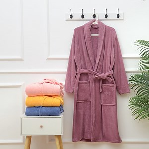 [Hot Item] Womens Plush Soft Robe Fluffy Bathrobe Hotel Home Women Bath Towel Lightweight Bathrobe