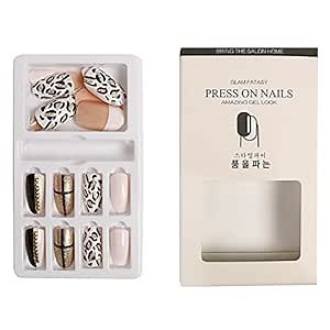 Short Press On Nails,Acrylic Short False Stick Nails for Girls and Women Nail Art DIY Decoration F677 (P2)