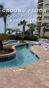 Take your pick at Grande Shores! Swim in our indoor or outdoor pools, at beach level or 7th floor pool deck! You can lounge on the lazy river, relax in the hot tub, or get some sun! Your poolside summer is waiting for you! #poolside #lazyriver #hottub #indoorpool #beachside #oceanfront #grandeshores | Grande Shores