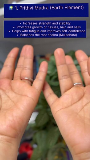 Five Elements Mudras (Pancha Tattva Mudras)Each finger represents one of the five elements — Fire, Air, Ether, Earth, and Water — and specific mudras help balance these elements in the body.How long to practise? • 15–20 minutes daily • You can practise during meditation, sitting, or even while walking slowly. • Gentle breathing enhances benefits.#yoga #mudra #meditation #yogini #is #yogalife #balance #asana #flexibility #yogaposes #meditate #calm | Monica bisht