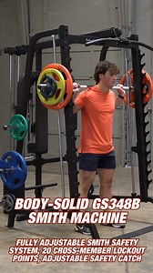 The Body-Solid GS348B Smith Machine is engineered with a robust...