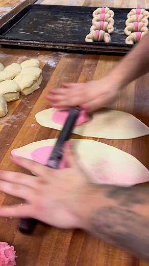 Handmade Pink Candy Cuernos | Fresh Bakery Sweet Bread