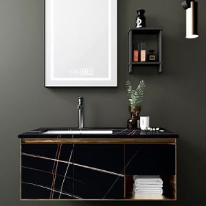 [Hot Item] 800*2000mm Black Solid Surface Sintered Stone Countertops for Bathroom Vanity