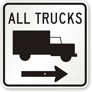 SmartSign "All Trucks" Sign with Right Arrow | 18" x 18" 3M Engineer Grade Reflective Aluminum, Made in USA