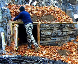 5.4K views · 149 reactions | building shelter near the spring fireplace inside solo camping | Jungle Survival Camping | Facebook