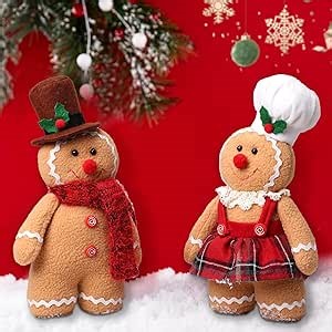 2pcs Gingerbread Man Plush, 14.97 Inch Cute Christmas Pillow for Holiday Decor, Soft Throw Pillow Gifts for Family Friends Kids