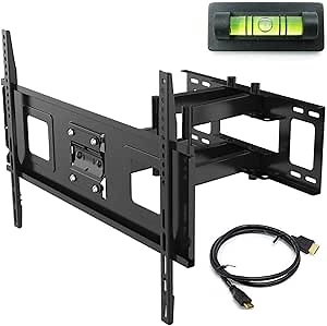 Fleximounts 32-70 Inch Articulating Full Motion Swivel Tilt TV Wall Mount Bracket 18 Inches Arm Max VESA 600x400mm 132 lbs with 10ft HDMI Cable