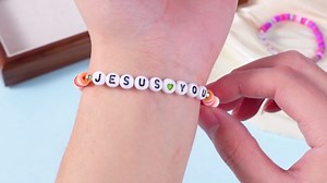 48 Pcs Bracelets Jesus You Bracelets Handmade Elastic Beaded Bracelets Colorful Layered Cross Bracelets Inspirational Religious Reminder Jewelry Gift for Her (Heart)