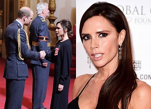 Victoria Beckham Smiles As She Receives OBE From Prince William