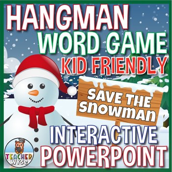 Save The Snowman: Digital Christmas Game - Interactive Hangman for PowerPoint