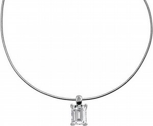 Diamonfire - Zilveren collier met hanger 45 cm - Chaton - Baguette - Rechthoekige steen | bol