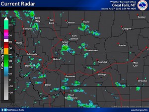 A few showers and thunderstorms have developed across Montana this afternoon. While most areas will remain dry, you might want to have an umbrella handy if you have outdoor plans this evening. #mtwx | US National Weather Service Great Falls Montana