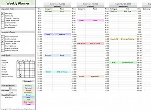 Weekly Planner Excel, Minimalistic, Task List, Daily Goals - Etsy UK