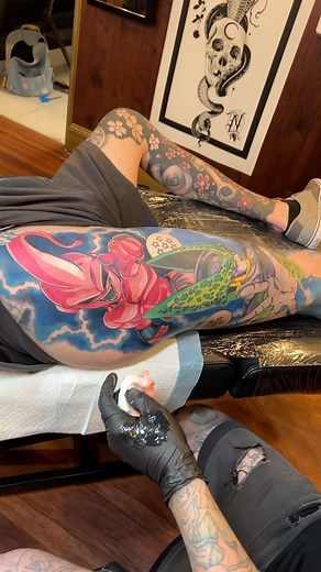 First time using our Numbing Cream and During Procedure Gel for this awesome Client!🤙🏼 If this doesn’t convince you to try our products we’re not sure what will😉 Head to our website to grab yourself the best products on the market!🛒 Amazing work by: @tattooartist_gretch @modernmarktattooco #tattoo #numbing #numbingcream #ink #numbup #anime #dragonballz | Numb Up Tattoo