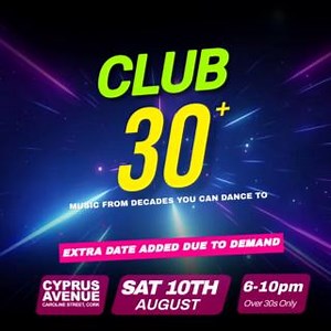 6 comments | EXTRA DATE ADDED DUE TO DEMAND Grab your tickets now from cyprusavenue.ie and... Welcome to Club 30! Dance the evening away as we spin the best music you can actually dance to from the 80s, 90s, 00's! #CyprusAvenue #Club30 #DanceParty #NightlifeFun #PartyTime #Cork | Cyprus Avenue | Facebook