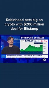 12K views | Trading platform Robinhood Markets said on Thursday it has agreed to buy cryptocurrency exchange Bitstamp for around $200 million in cash, speeding up a broader push into digital assets with its biggest-ever deal. | CNBC Technology | Facebook