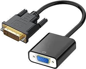 DVI to VGA Converter Cable, DVI to VGA Adapter Male to Female for Monitor Graphics Card Desktop Projector HDTV