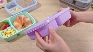 Honeydak 5 Pack Snack Containers 3 Compartment Bento Snack Boxes Divided Meal Prep Containers with Lids Reusable Adults Lunch Food Storage Box for School Work Travel(Brown)