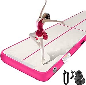 Gymnastics Air Mat, Sailnovo Inflatable Air Mat Tumble Track Training Tumbling Mat with Electric Pump, 20ft 16ft 13ft 10ft, 4in 8in Thickness for Home Use Gym Cheerleading Yoga Beach