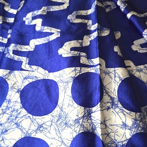 African Silk Chiffon Fabric Set: Blue White Abstract Circles, 6 Yards - Etsy