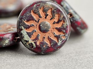 Dark Ruby Red Czech Glass Sun Coin Beads 22mm 1 Bead - Etsy