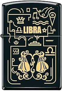 Zippo Lighter- Libra Zodiac Horoscope Sign Black Matte Windproof Lighter #Z5304