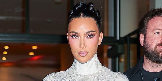 Kim Kardashian's Sparkly Side Boob-Baring Dress Is Slit All the Way to Her Hip