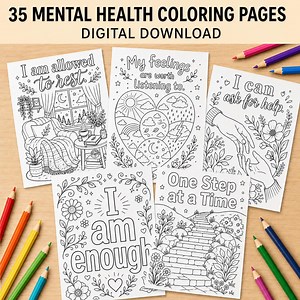 Mental Health Coloring Pages for Teens, Adults, Mindfulness, Self-care (digital Download) - Etsy