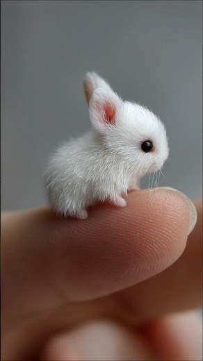 Tiny Bunny Sitting on a Finger