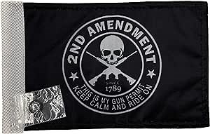 Durable Motorcycle Flag 2nd Amendment #1 Keep Calm And Ride On 6 x 9 Inch