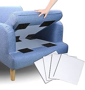 Non Slip Couch Cushion Gripper to Keep Couch Cushions from Sliding，Self-Adhesive Hook Loop Tape for Underlay Couch Pad (15 x 15 cm)- (4PCS, Black)
