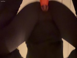 Sloppy pussy takes orange cone