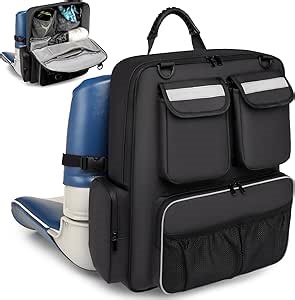 Waterproof Boat Storage Bag Back Seat Organizer Backpack with Mesh Pockets, Boat Backseat Carrying Bag for Life Jacket, Swimsuit and Other Boating Accessories (Black), KMDF001-01