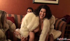 two hot bitches in fur coats sharing a cock  — PornOne for Australia