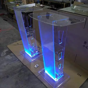 [Hot Item] Transparent LED Lighting Acrylic Lectern Acrylic Platform Podium Pulpit