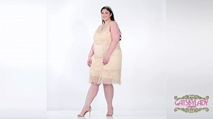 Jazz Flapper Fringe Dress in Nude Blush in Plus Size