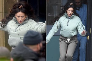 Michelle Keegan legs it from a pub as she films dramatic Brassic series 3 scenes