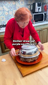 The Brits have cauliflower cheese and Sicilians have 'cavolfiore affogato', drowned cauliflower, a steamed/braise mixture of cauliflower, olives, onions, cheese, chilli, wine. You can mash it a bit and serve it with pasta, eat it hot or cold as a starter or main. This is Nelli and husband Salvo's version. #sicily #cauliflower #vegetarian | Pasta Grannies