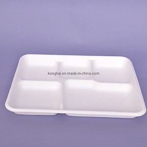 [Hot Item] Biodegradable Compostable Bamboo Fiber Lunch Meat Food Packaging 4c Tray with T009