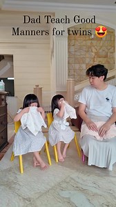 Dad Teach Good Manners for twins 😍 #fatherdaughter #father #fatherhood #fatherson #fatherlove | Vikas Soni 'RituRaj'