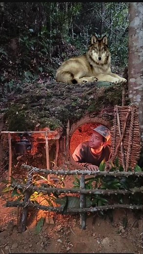 winter small and cozy worm building complete hut survival bushcraft shelter