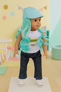 Aqua Green Doll Wig: Baseball Cap With Tight Curls - Etsy UK