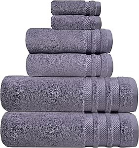 TRIDENT Luxury Oversized Plush Bath Towel Set, 100% Cotton Towels for Bathroom, Hotel Quality 2 Bath Towel 2 Hand Towel 2 Wash Cloth for Everyday Use, Shower Towels for Pool, Gym, Spa - Purple Ash