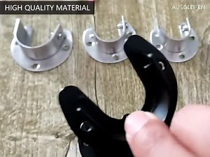 6 Packs U-Shaped Closet Rod Brackets Rod Support Holder Stainless Steel Matte Black Flange Rod Holder with Screws,Pole Closet Holders