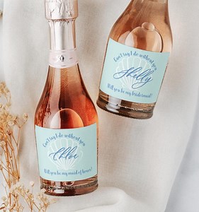 Coastal Seashell Mini Wine Bottle Labels | Bachelorette Proposal Champagne Stickers |personalized Bridesmaid Proposal Favors - Etsy