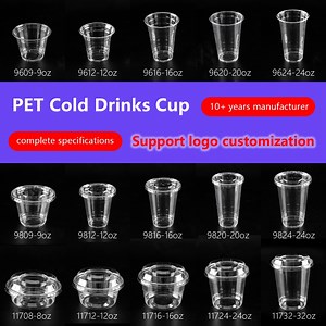 [Hot Item] Customized Logo Clear Pet Disposable Milk Tea Ice Coffee Plastic Cup with Lid