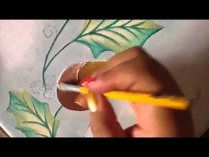 Pintura en tela castañuela y cerezas de nochebuena # 2 con