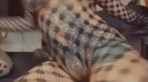 Latina in net fish dress gets anal with dildo