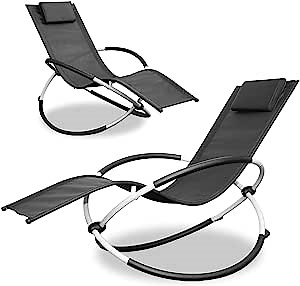 RH Outdoor Patio Chaise Lounge Chair Adjustable Reclining Folding Pool Lounger for Poolside, Deck, Backyard w/Steel Frame, 250lb Weight Capacity - Black