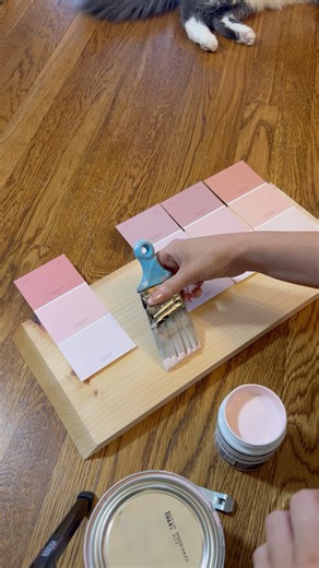 💗 Just a girly girl and her pink paint samples 💗 #diy #painttherapy #iloveithere #pink #pinkpaint #1950shome #home | Jessica Ginn